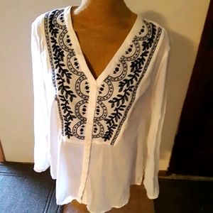 J M Collection White Linen Tunic Size 16